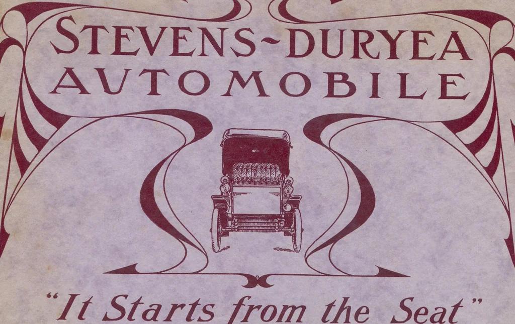 An illustration from The Stevens-Duryea : two cylinder opposed type gasoline autombobile / manufactured by J. Stevens Arms and Tool Company, 1903, leaf 1