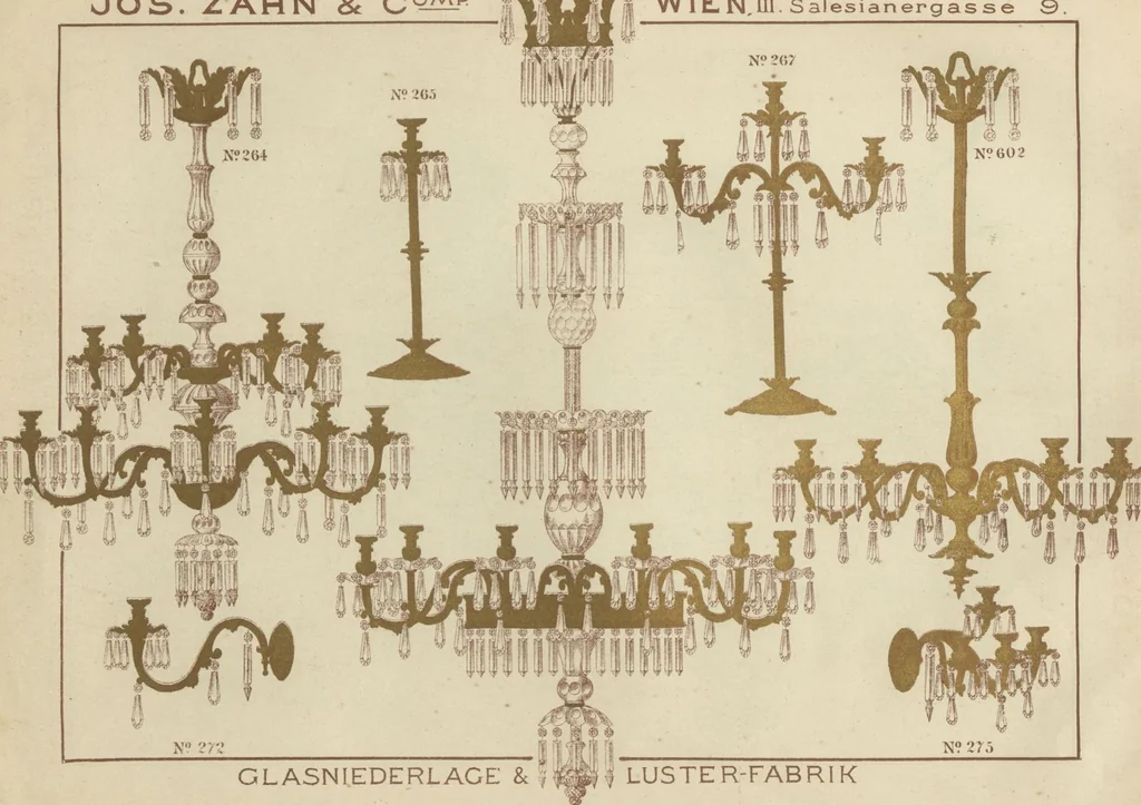An illustration from Glas-Fabriks-Niederlage und Luster-Fabrik : Jos. Zahn & Comp., Wien, III. Salesianergasse 9, 1892, leaf 18