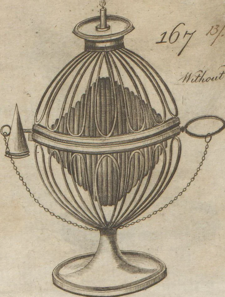 An illustration from Engraved pattern book or trade catalogue of Sheffield plate, including cruet, soy frames, dinnerware, soup tureens, sauce boats, platters, coasters, salt cellars, mustard pots, serving pieces, utensils, cake baskets, tea urns, candlesticks, candelabra, oil lamps, snuffers and more, 1800, leaf 89