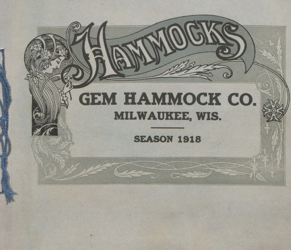 An illustration from Hammocks : couch hammocks, stands, ropes, chains, hooks and attachments, 1918, leaf 1