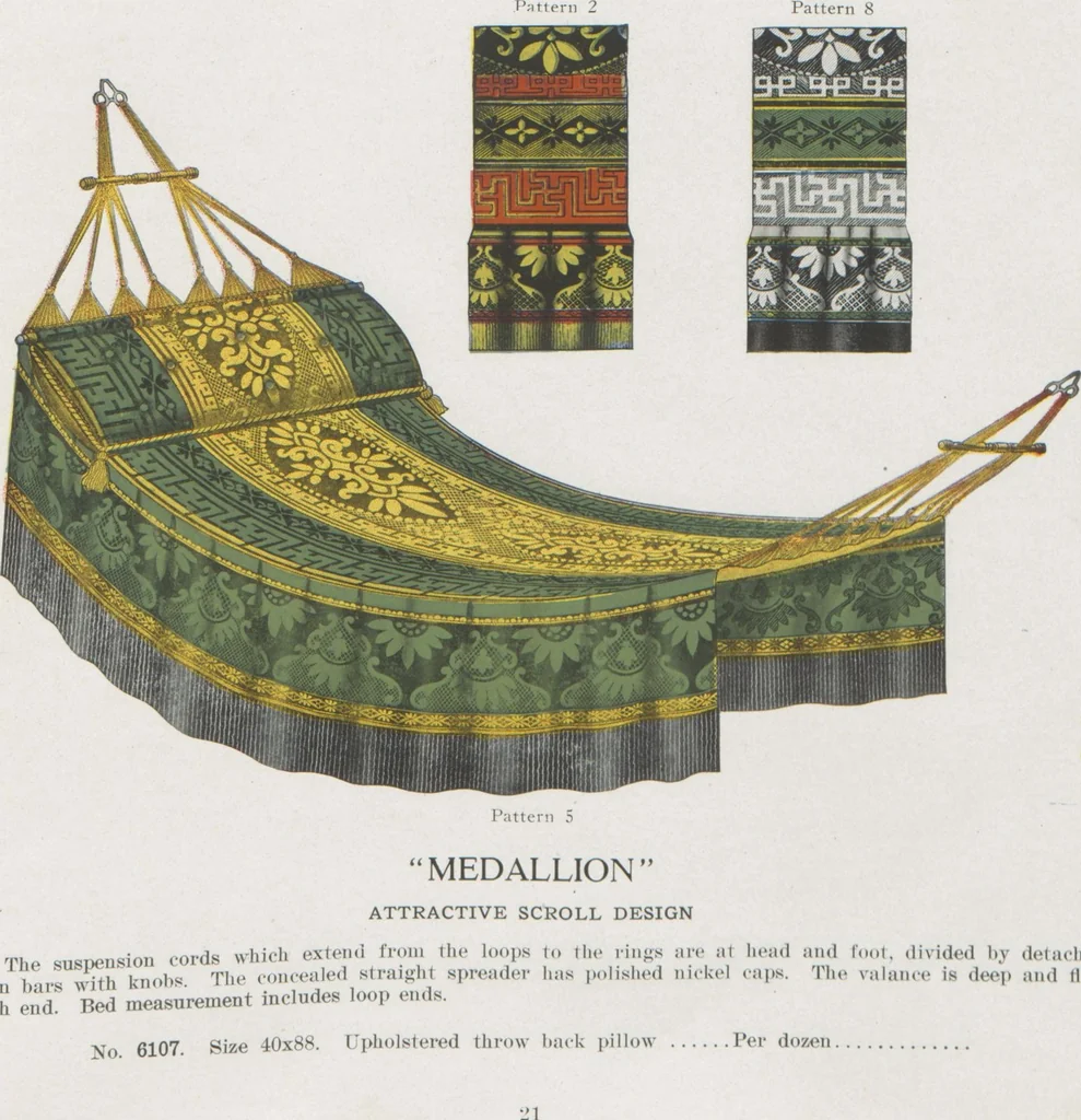 An illustration from Hammocks : couch hammocks, stands, ropes, chains, hooks and attachments, 1918, leaf 14