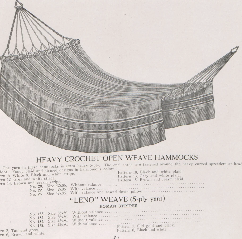 An illustration from Hammocks : couch hammocks, stands, ropes, chains, hooks and attachments, 1918, leaf 35