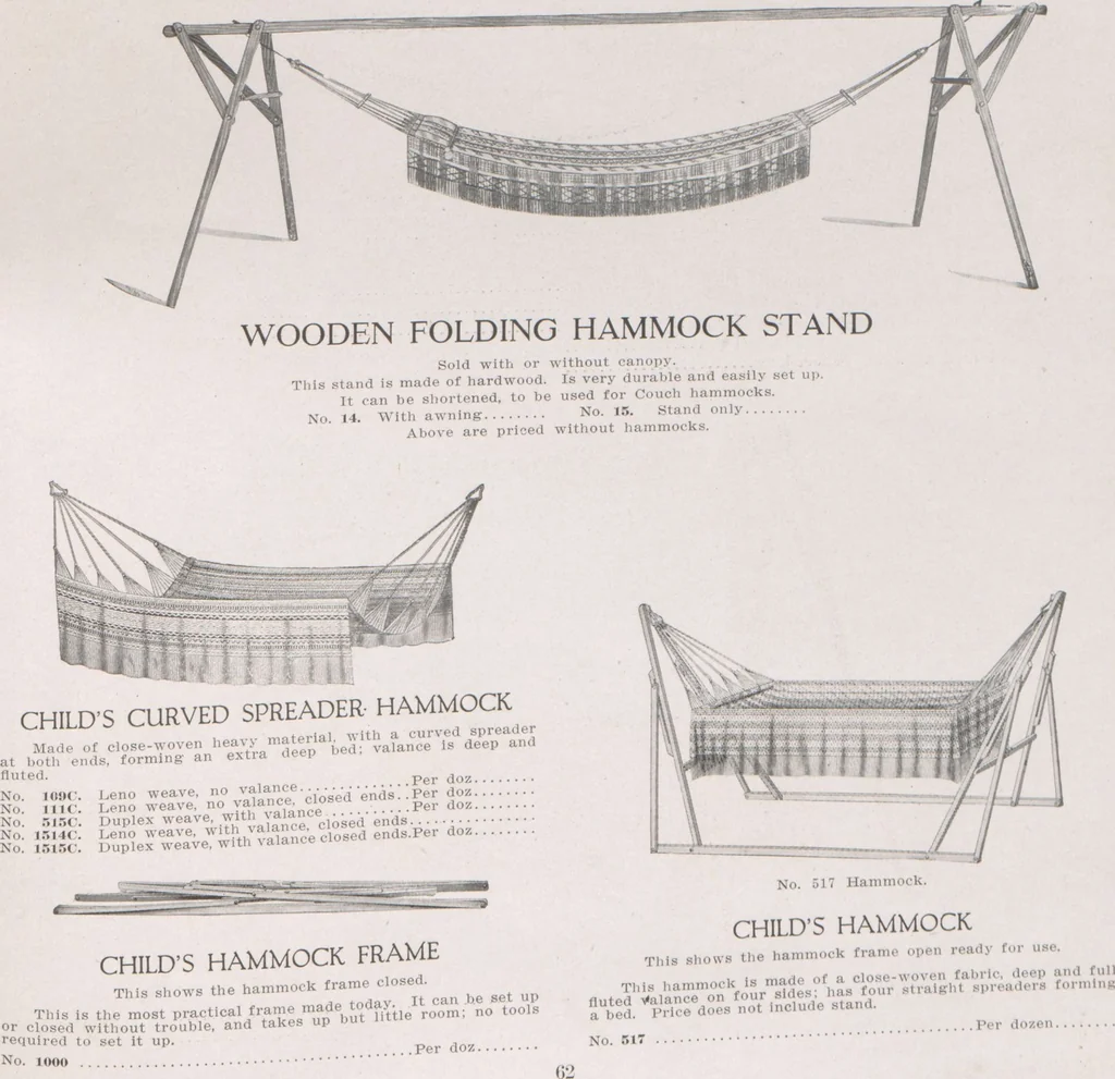 An illustration from Hammocks : couch hammocks, stands, ropes, chains, hooks and attachments, 1918, leaf 46