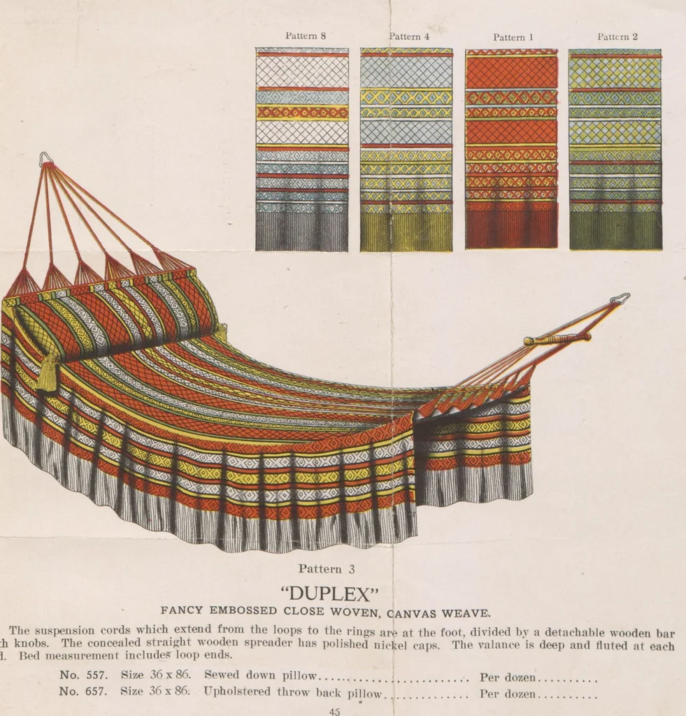 An illustration from Hammocks : couch hammocks, stands, ropes, chains, hooks and attachments, 1918, leaf 53