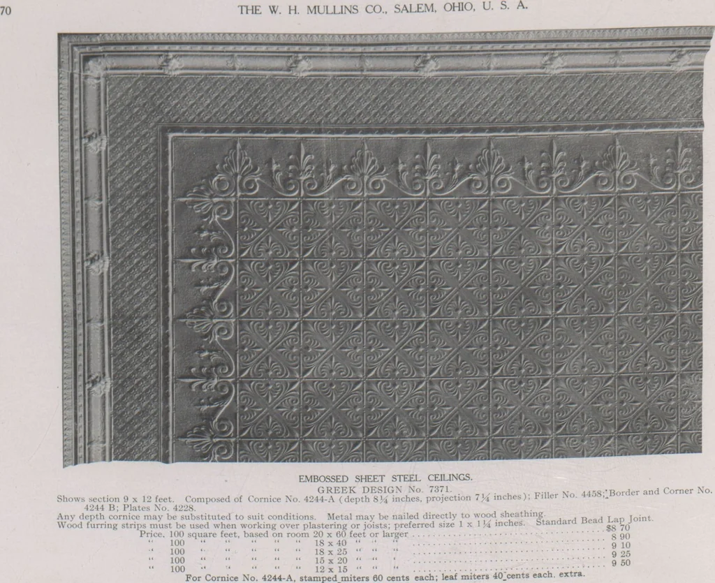 An illustration from Architectural sheet metal work / W.H. Mullins Co, 1909, leaf 72