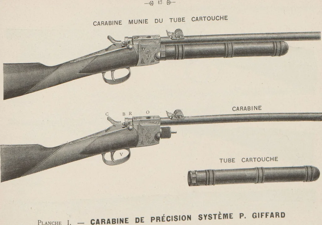 An illustration from Nouvelle balistique P. Giffard : à gaz liquéfié / Cie des forges et aciéries de la marine et des chemins de fer, 1892, leaf 17
