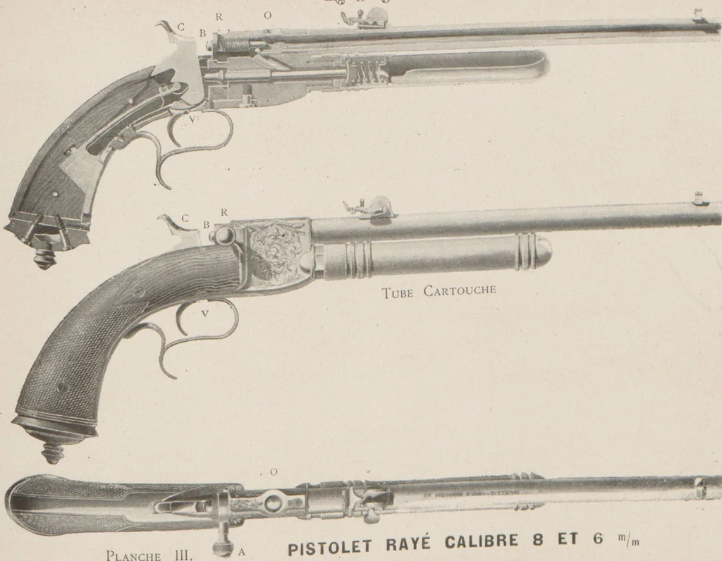 An illustration from Nouvelle balistique P. Giffard : à gaz liquéfié / Cie des forges et aciéries de la marine et des chemins de fer, 1892, leaf 19