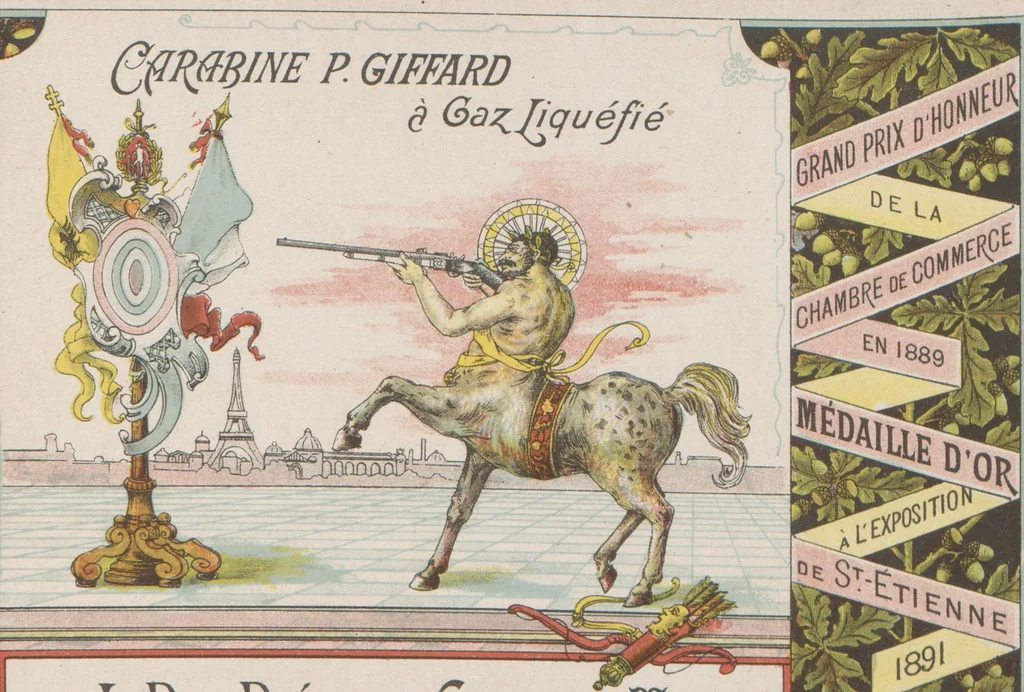 An illustration from Nouvelle balistique P. Giffard : à gaz liquéfié / Cie des forges et aciéries de la marine et des chemins de fer, 1892, leaf 20
