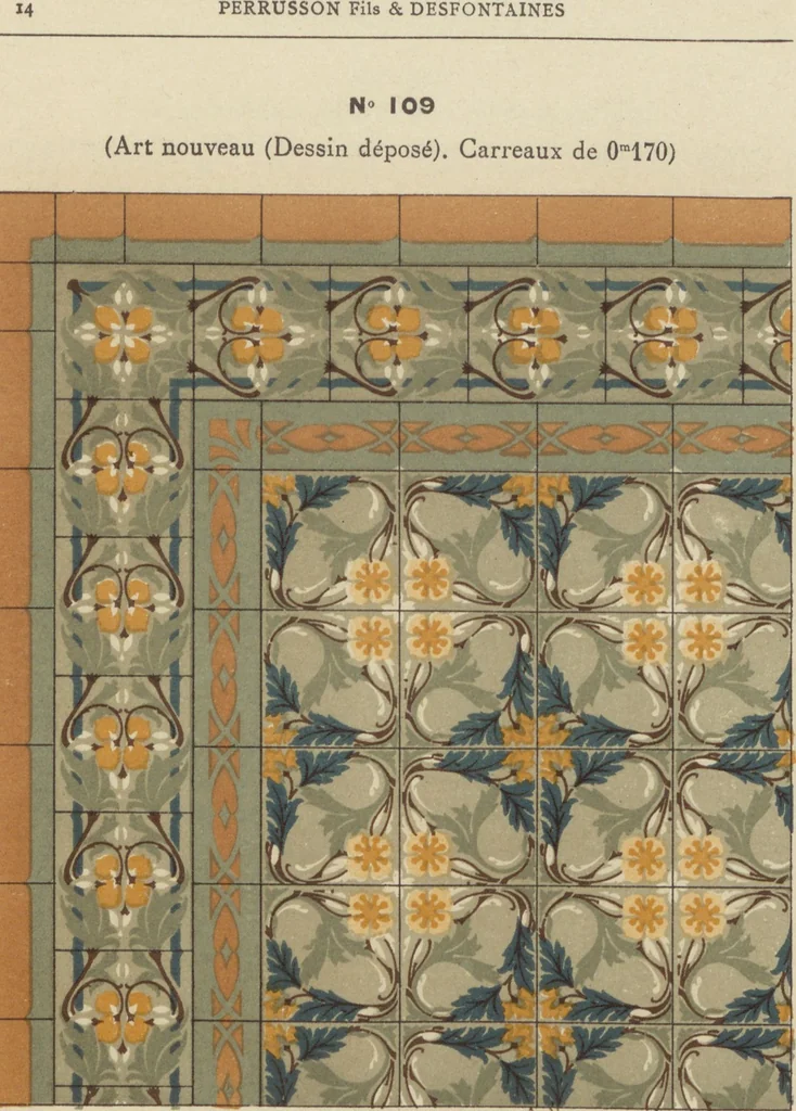 An illustration from Carrelages en grès céramique vitrifié unis de toutes nuances et à dessins, 1890, leaf 16