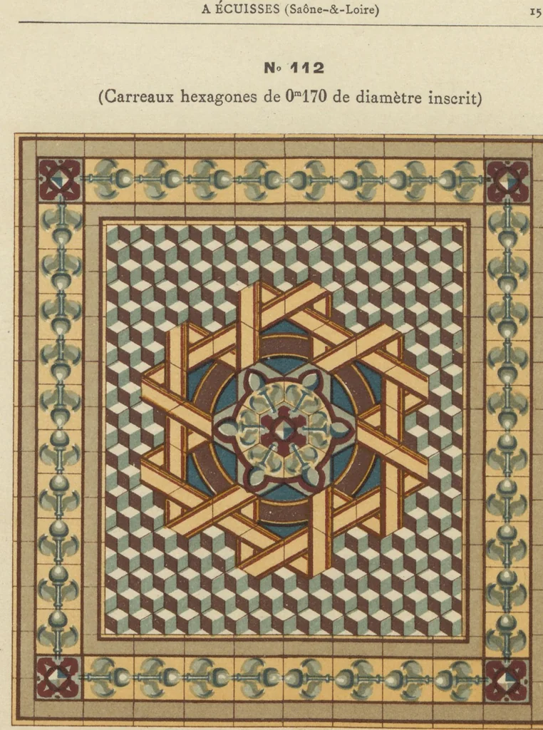 An illustration from Carrelages en grès céramique vitrifié unis de toutes nuances et à dessins, 1890, leaf 17