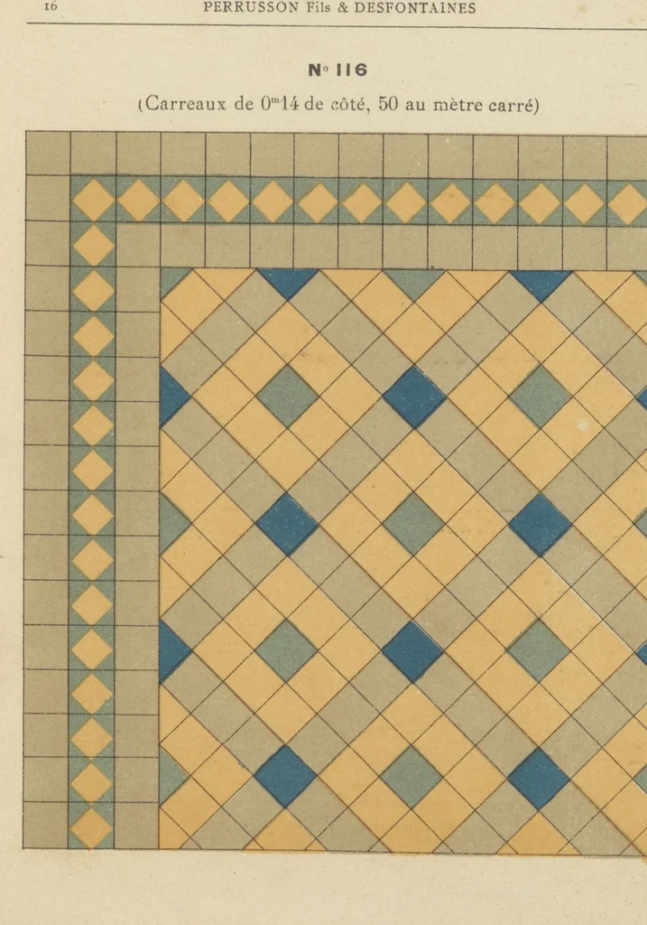 An illustration from Carrelages en grès céramique vitrifié unis de toutes nuances et à dessins, 1890, leaf 18