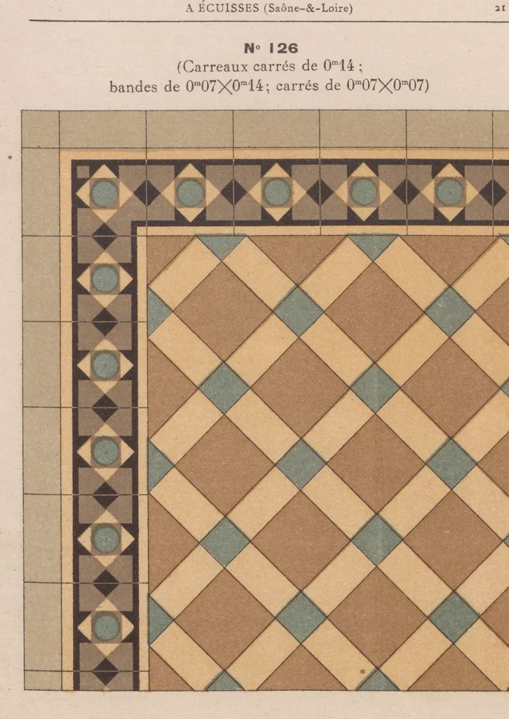 An illustration from Carrelages en grès céramique vitrifié unis de toutes nuances et à dessins, 1890, leaf 23