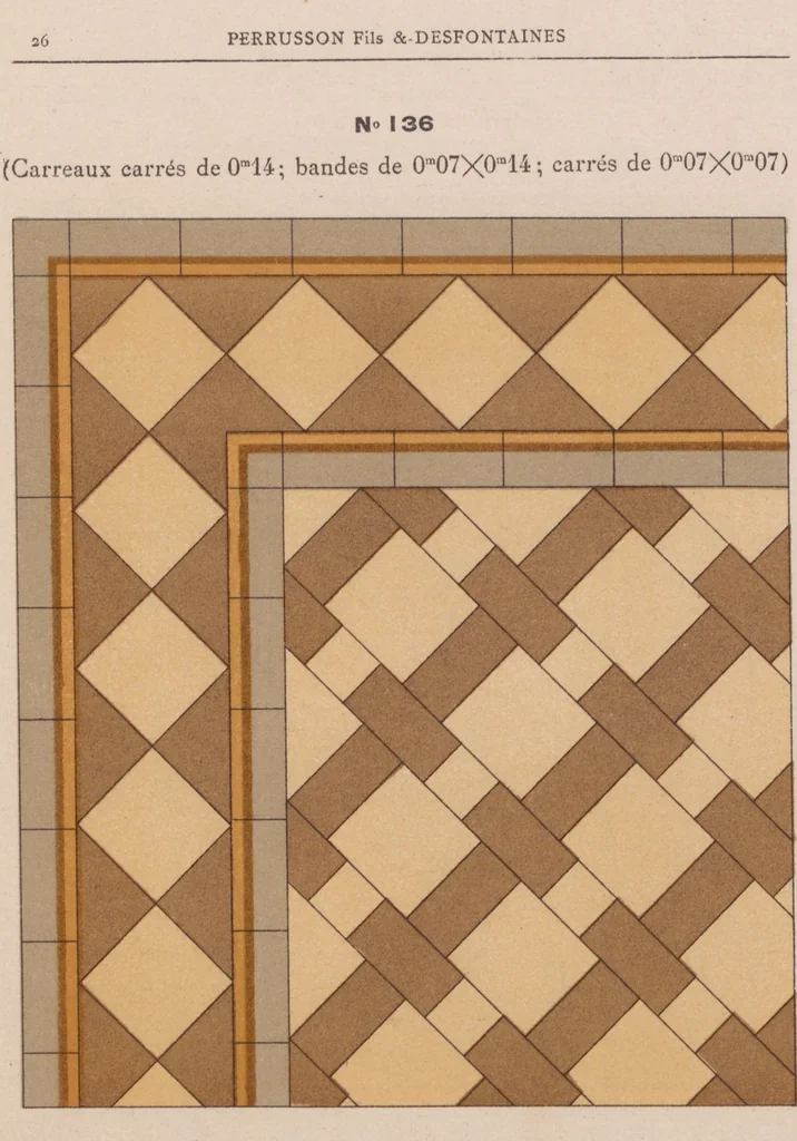 An illustration from Carrelages en grès céramique vitrifié unis de toutes nuances et à dessins, 1890, leaf 28