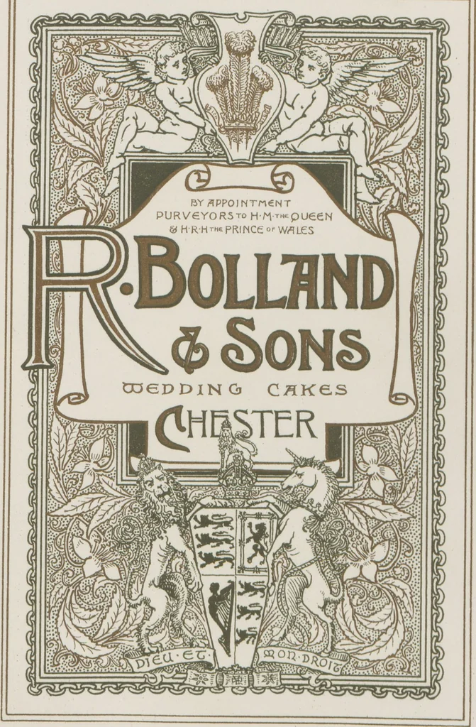 An illustration from R. Bolland & Sons' illustrated list of bride cakes, 1890, leaf 1