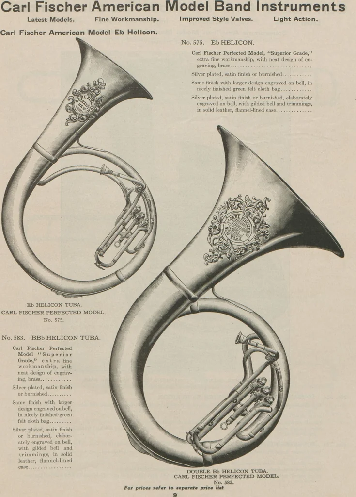 An illustration from Carl Fischer new competition catalog of band instruments and specialities pertaining to military bands, 1919, leaf 17
