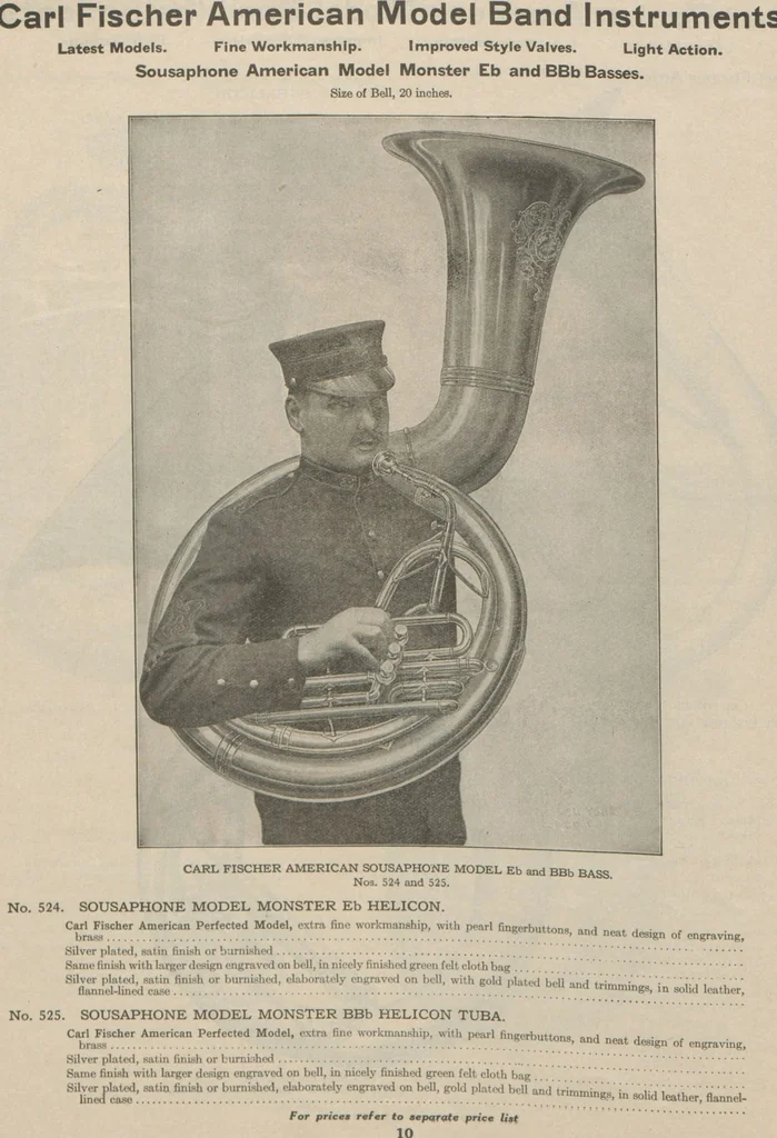 An illustration from Carl Fischer new competition catalog of band instruments and specialities pertaining to military bands, 1919, leaf 18