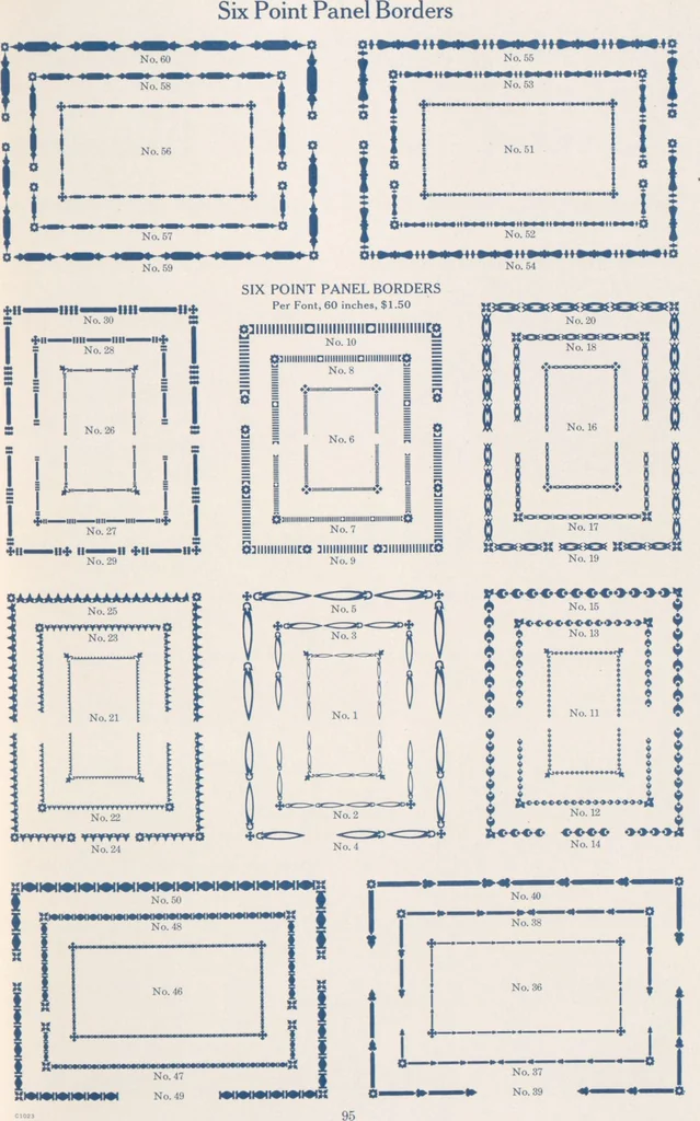 An illustration from Decorative materials : borders, ornaments and initials ; a complete catalogue of practical decorations for printers and publishers, 1913, leaf 100