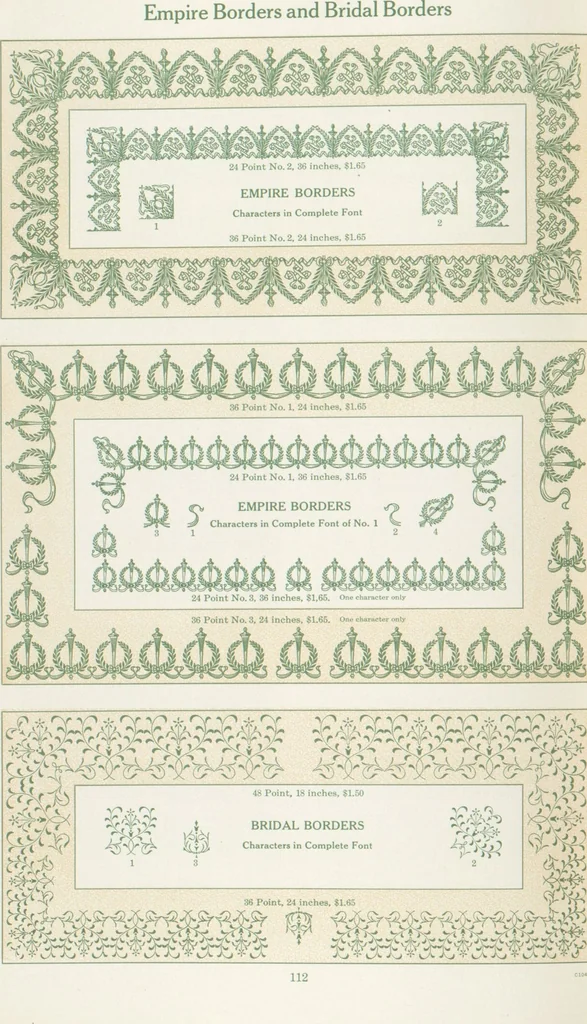 An illustration from Decorative materials : borders, ornaments and initials ; a complete catalogue of practical decorations for printers and publishers, 1913, leaf 117