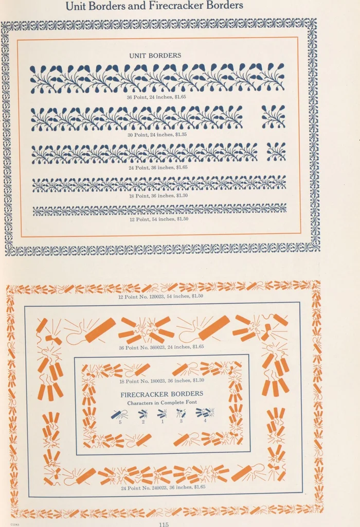 An illustration from Decorative materials : borders, ornaments and initials ; a complete catalogue of practical decorations for printers and publishers, 1913, leaf 120