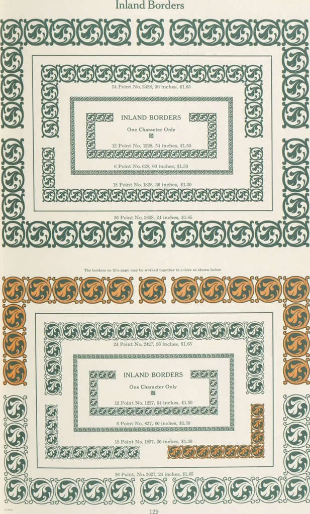 An illustration from Decorative materials : borders, ornaments and initials ; a complete catalogue of practical decorations for printers and publishers, 1913, leaf 134