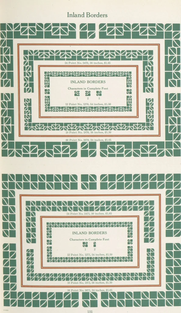 An illustration from Decorative materials : borders, ornaments and initials ; a complete catalogue of practical decorations for printers and publishers, 1913, leaf 136