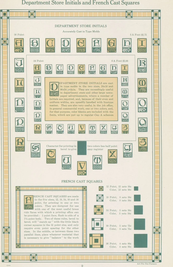 An illustration from Decorative materials : borders, ornaments and initials ; a complete catalogue of practical decorations for printers and publishers, 1913, leaf 14