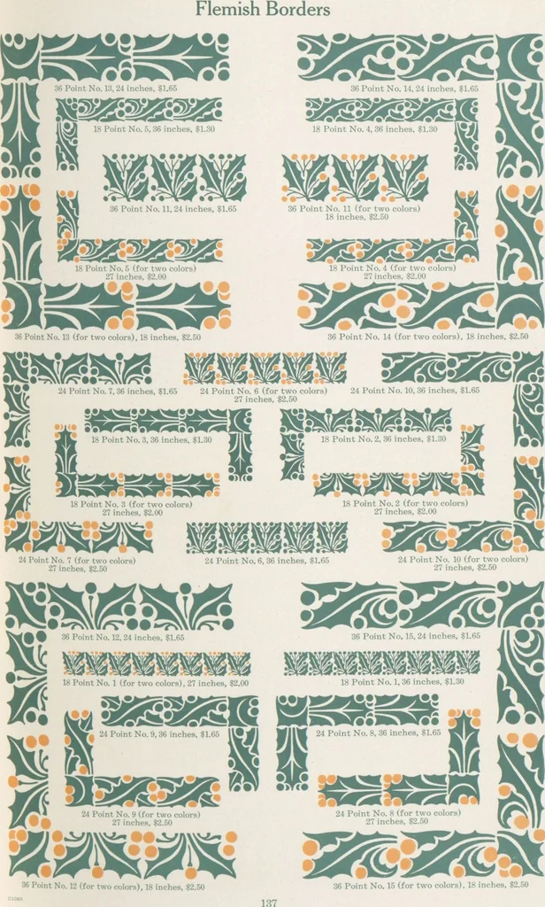 An illustration from Decorative materials : borders, ornaments and initials ; a complete catalogue of practical decorations for printers and publishers, 1913, leaf 142