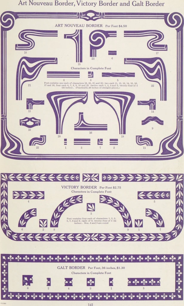 An illustration from Decorative materials : borders, ornaments and initials ; a complete catalogue of practical decorations for printers and publishers, 1913, leaf 146