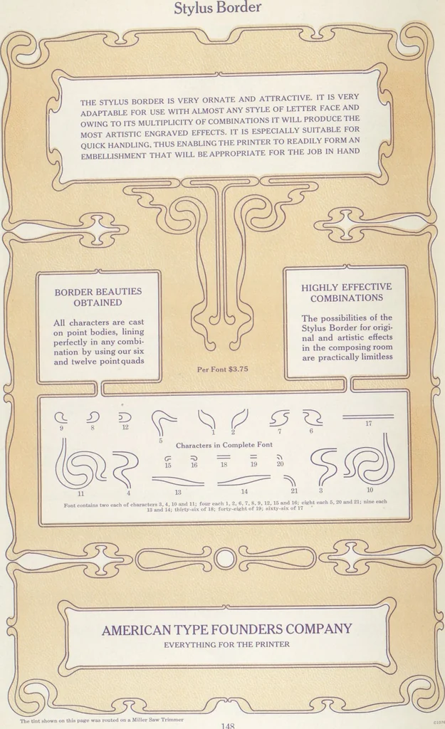 An illustration from Decorative materials : borders, ornaments and initials ; a complete catalogue of practical decorations for printers and publishers, 1913, leaf 153