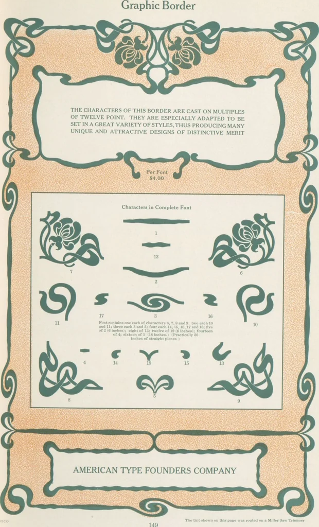 An illustration from Decorative materials : borders, ornaments and initials ; a complete catalogue of practical decorations for printers and publishers, 1913, leaf 154