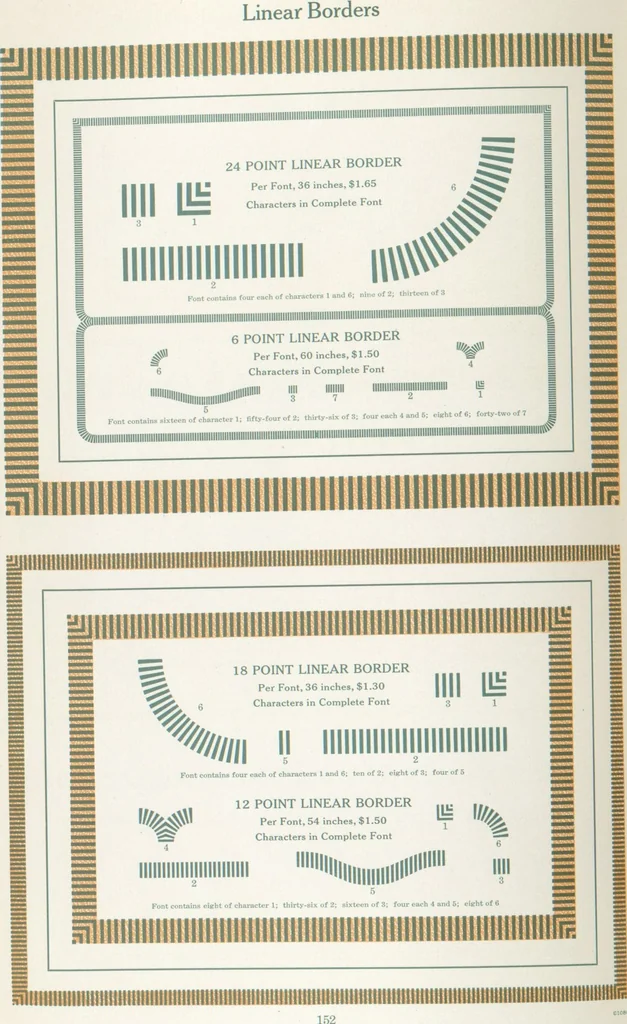 An illustration from Decorative materials : borders, ornaments and initials ; a complete catalogue of practical decorations for printers and publishers, 1913, leaf 157