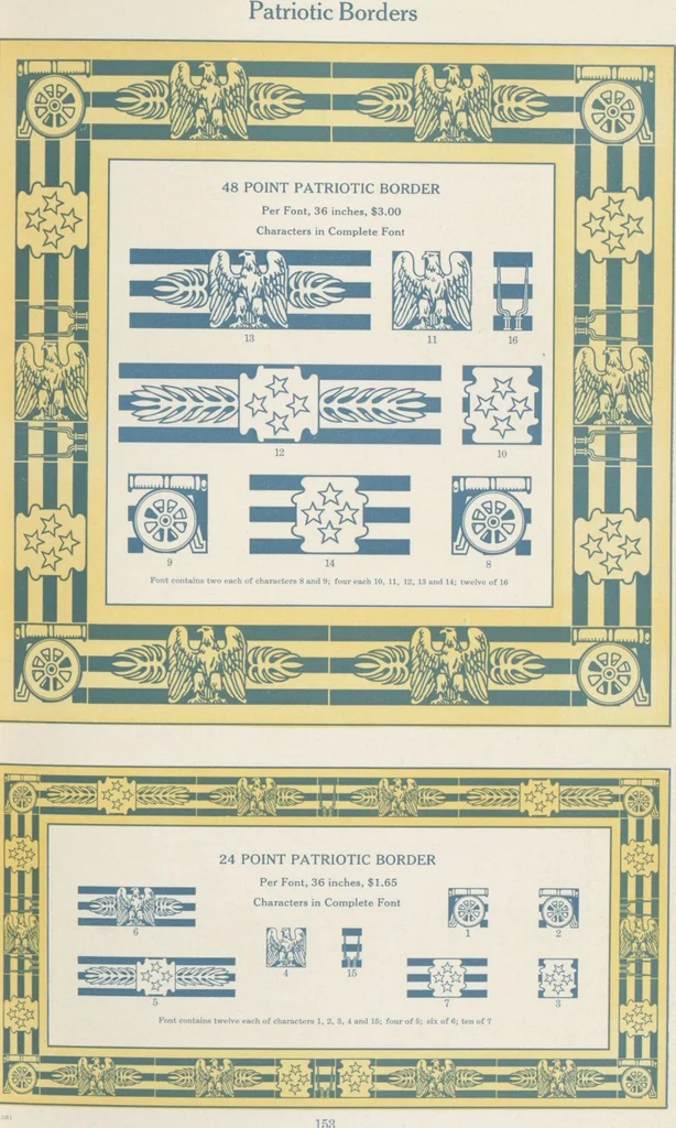 An illustration from Decorative materials : borders, ornaments and initials ; a complete catalogue of practical decorations for printers and publishers, 1913, leaf 158