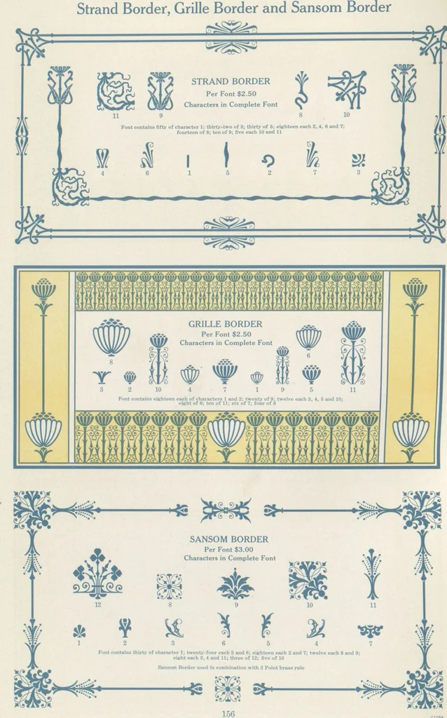 An illustration from Decorative materials : borders, ornaments and initials ; a complete catalogue of practical decorations for printers and publishers, 1913, leaf 161