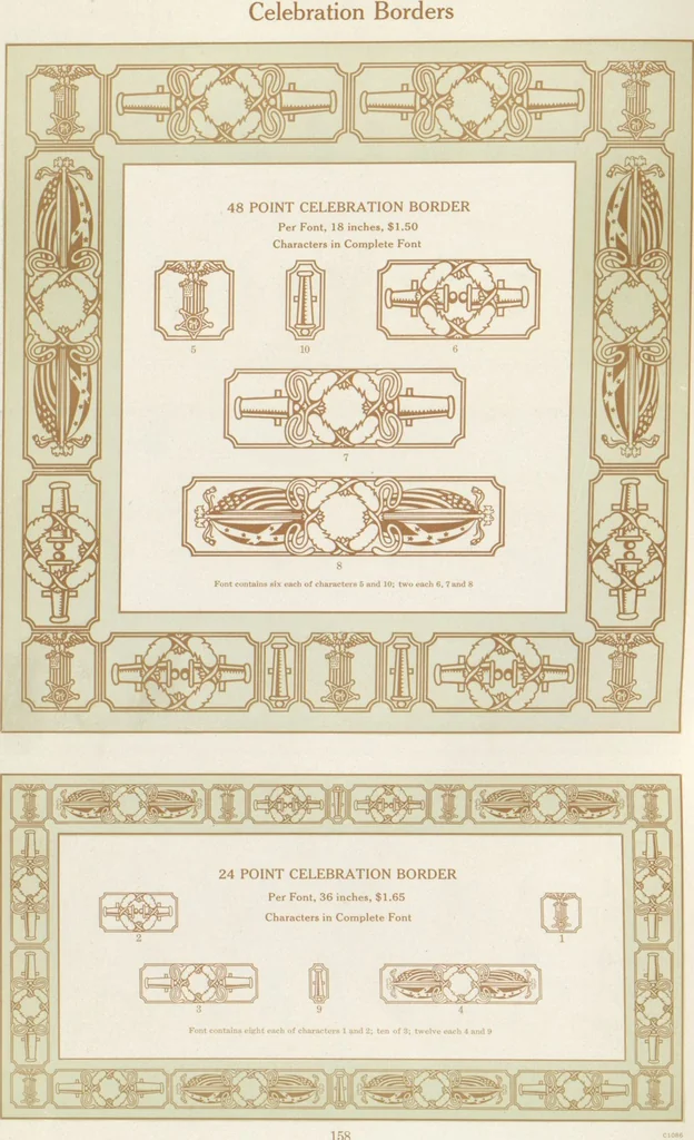 An illustration from Decorative materials : borders, ornaments and initials ; a complete catalogue of practical decorations for printers and publishers, 1913, leaf 163
