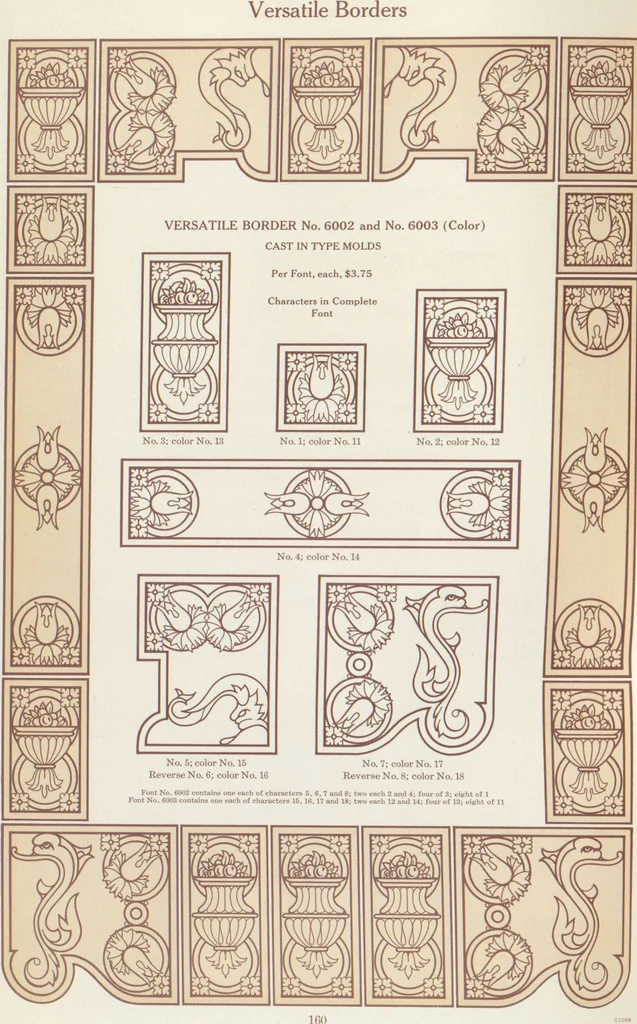 An illustration from Decorative materials : borders, ornaments and initials ; a complete catalogue of practical decorations for printers and publishers, 1913, leaf 165