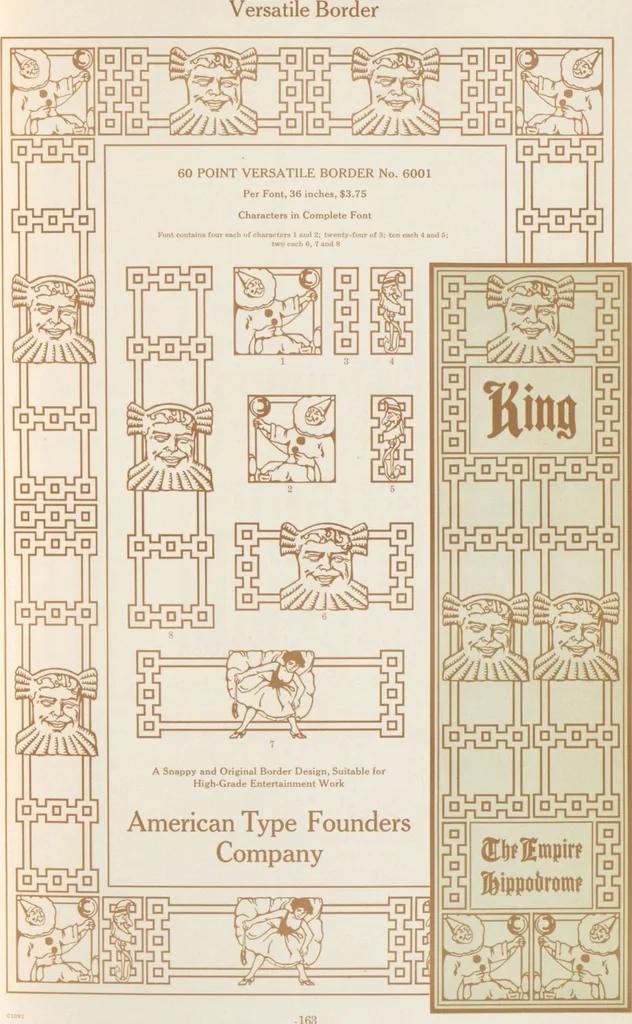 An illustration from Decorative materials : borders, ornaments and initials ; a complete catalogue of practical decorations for printers and publishers, 1913, leaf 168