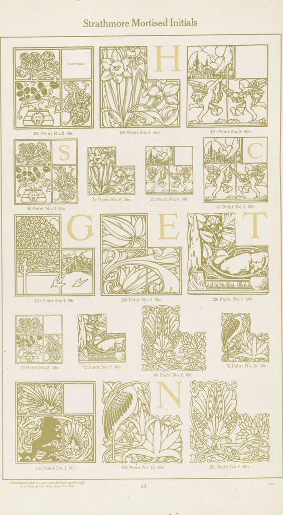An illustration from Decorative materials : borders, ornaments and initials ; a complete catalogue of practical decorations for printers and publishers, 1913, leaf 19