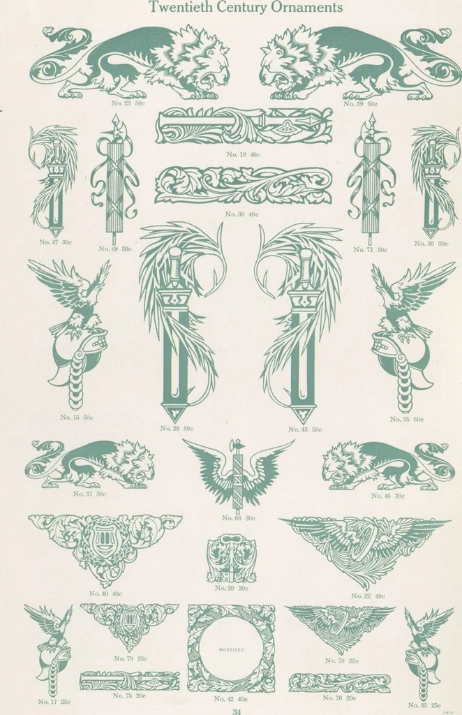 An illustration from Decorative materials : borders, ornaments and initials ; a complete catalogue of practical decorations for printers and publishers, 1913, leaf 39