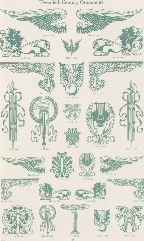 An illustration from Decorative materials : borders, ornaments and initials ; a complete catalogue of practical decorations for printers and publishers, 1913, leaf 40