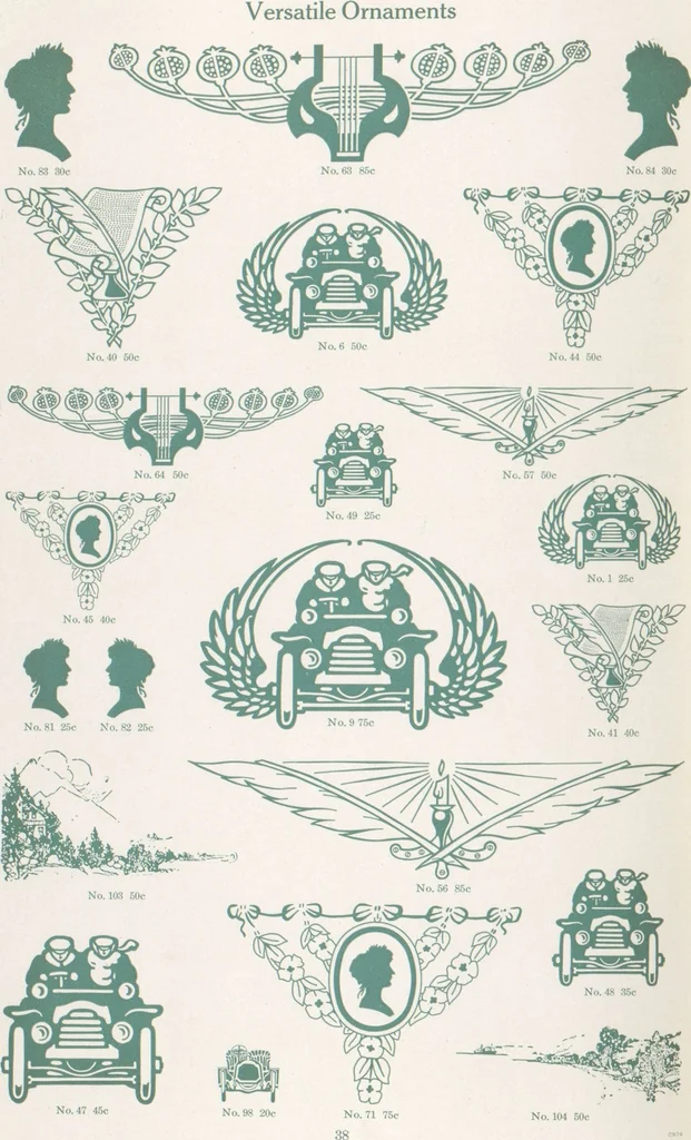 An illustration from Decorative materials : borders, ornaments and initials ; a complete catalogue of practical decorations for printers and publishers, 1913, leaf 43