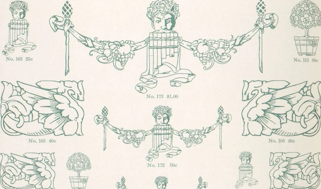 An illustration from Decorative materials : borders, ornaments and initials ; a complete catalogue of practical decorations for printers and publishers, 1913, leaf 47
