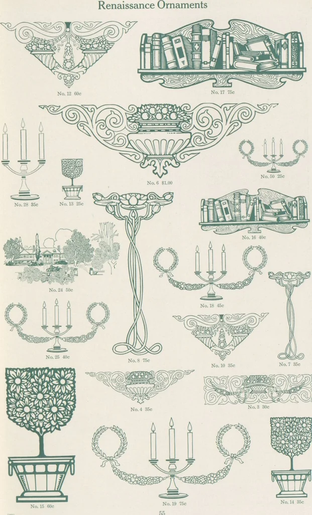 An illustration from Decorative materials : borders, ornaments and initials ; a complete catalogue of practical decorations for printers and publishers, 1913, leaf 60