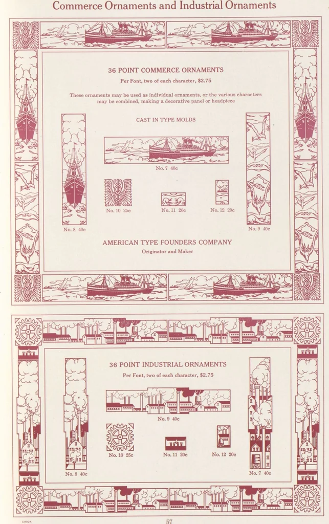 An illustration from Decorative materials : borders, ornaments and initials ; a complete catalogue of practical decorations for printers and publishers, 1913, leaf 62