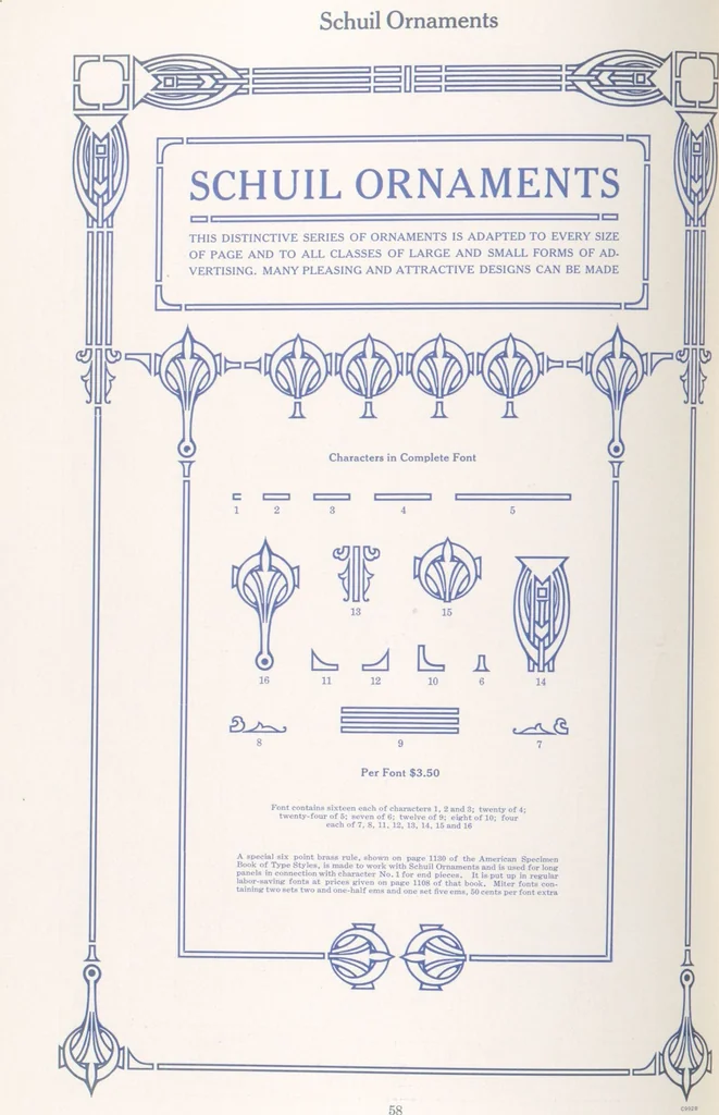 An illustration from Decorative materials : borders, ornaments and initials ; a complete catalogue of practical decorations for printers and publishers, 1913, leaf 63