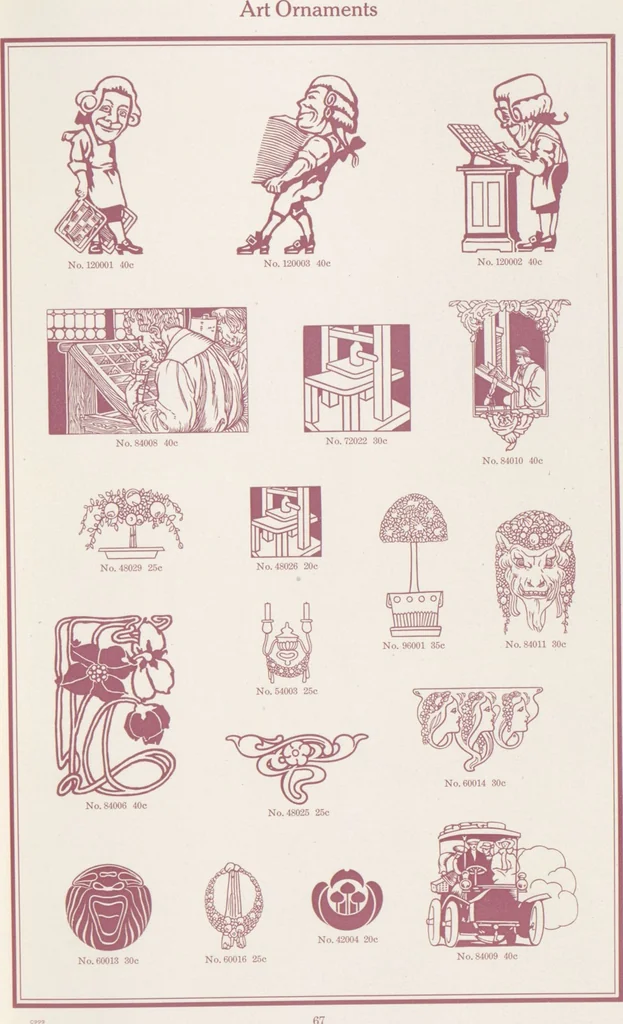 An illustration from Decorative materials : borders, ornaments and initials ; a complete catalogue of practical decorations for printers and publishers, 1913, leaf 72