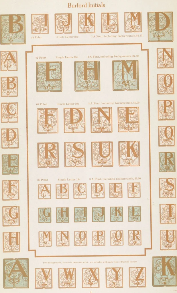 An illustration from Decorative materials : borders, ornaments and initials ; a complete catalogue of practical decorations for printers and publishers, 1913, leaf 9