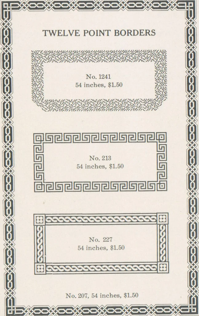 An illustration from Decorative materials : borders, ornaments and initials ; a complete catalogue of practical decorations for printers and publishers, 1913, leaf 94