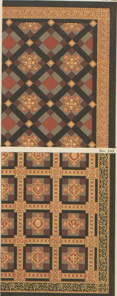 An illustration from Designs of majolica & enamelled tiles, suitable for flower boxes, fireplaces, chimney-pieces, pilasters, friezes &c. and mural decorations generally, 1885, leaf 10