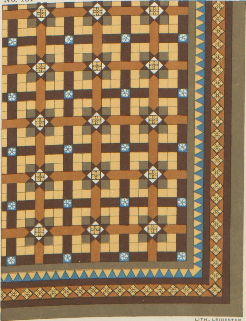 An illustration from Designs of majolica & enamelled tiles, suitable for flower boxes, fireplaces, chimney-pieces, pilasters, friezes &c. and mural decorations generally, 1885, leaf 18