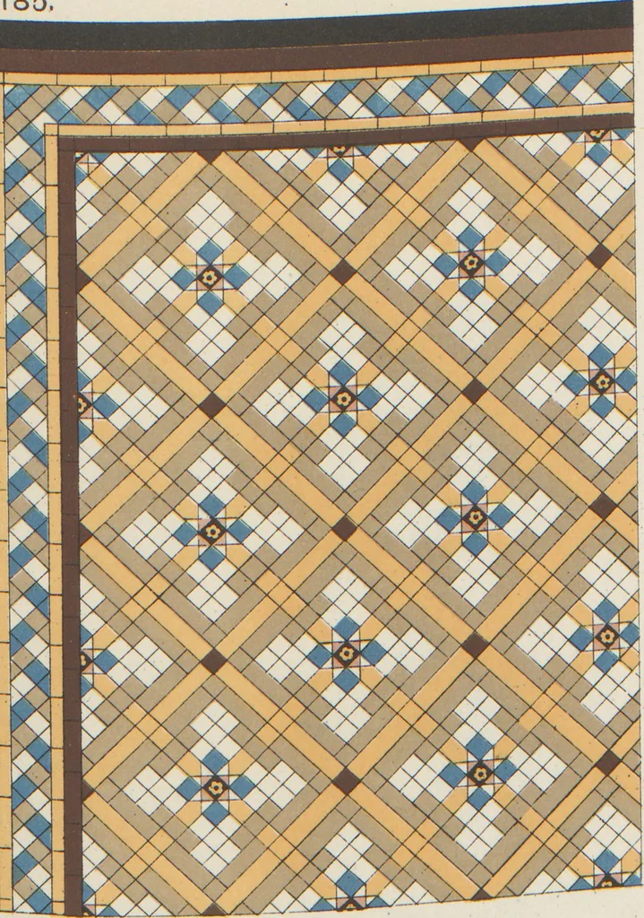 An illustration from Designs of majolica & enamelled tiles, suitable for flower boxes, fireplaces, chimney-pieces, pilasters, friezes &c. and mural decorations generally, 1885, leaf 20